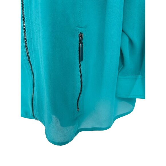 Catherines Womens Turquoise Lightweight Zip-Front Jacket Size 2X 22/24W - Picture 3 of 7